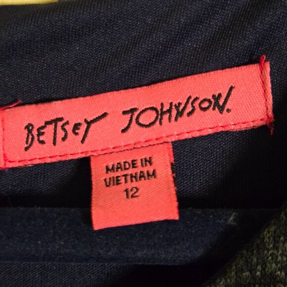 Betsey Johnson Gray Blue Plaid Assymetric Hem Puff Short Sleeve Dress Size 12 - Picture 5 of 6